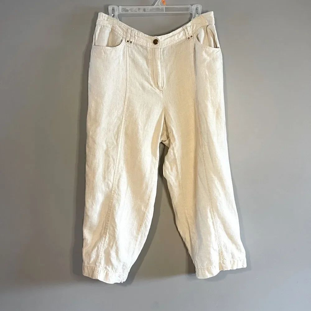 JM Collection Linen Capris | SZ 12 - Picture 1 of 11